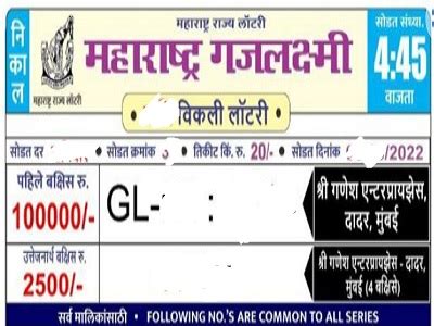 maharashtra gajlaxmi lottery result today|Home .